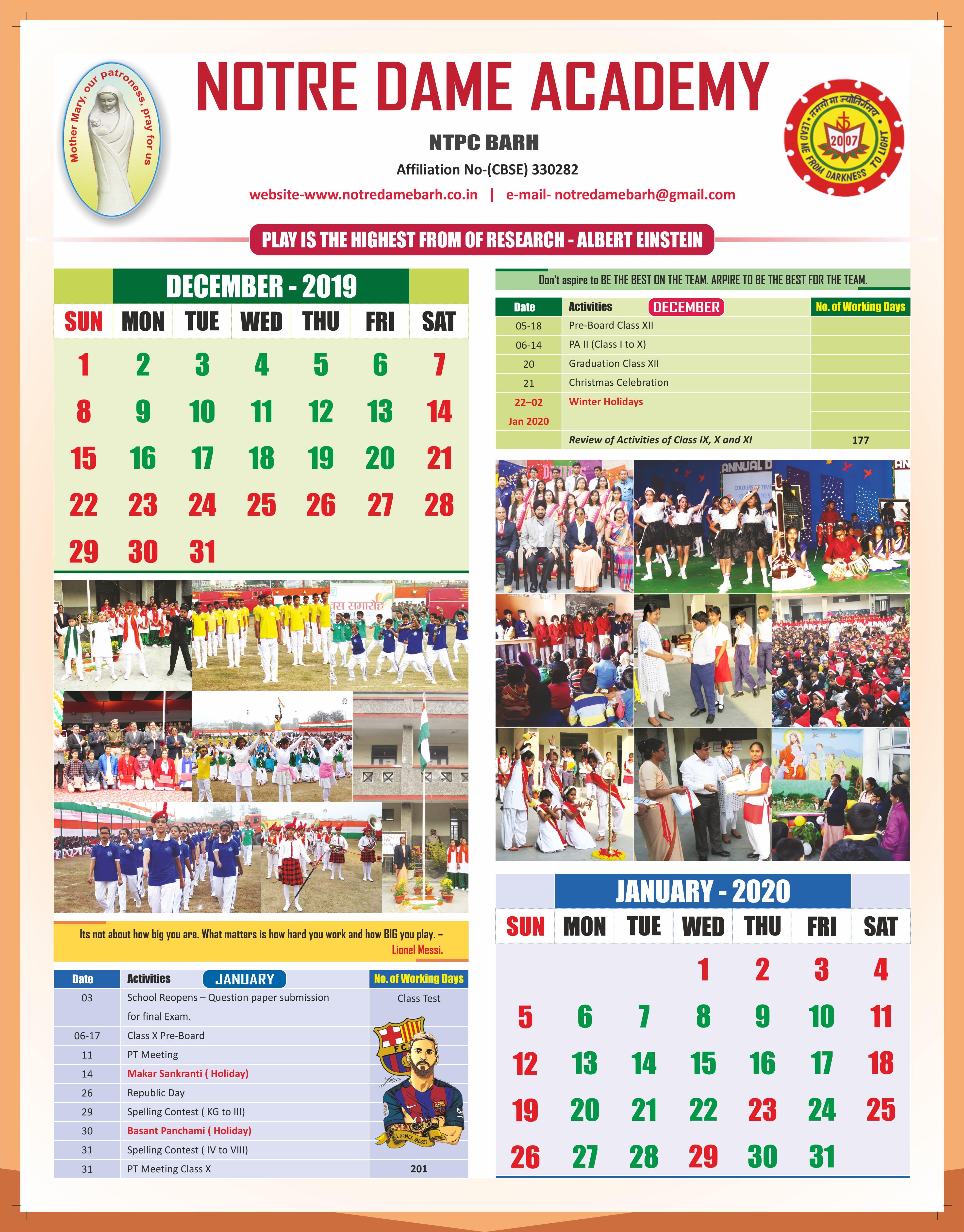School Calendar NDA Barh