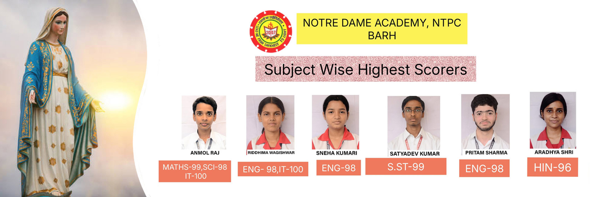 Notre Dame Academy (Barh) CBSE Toppers