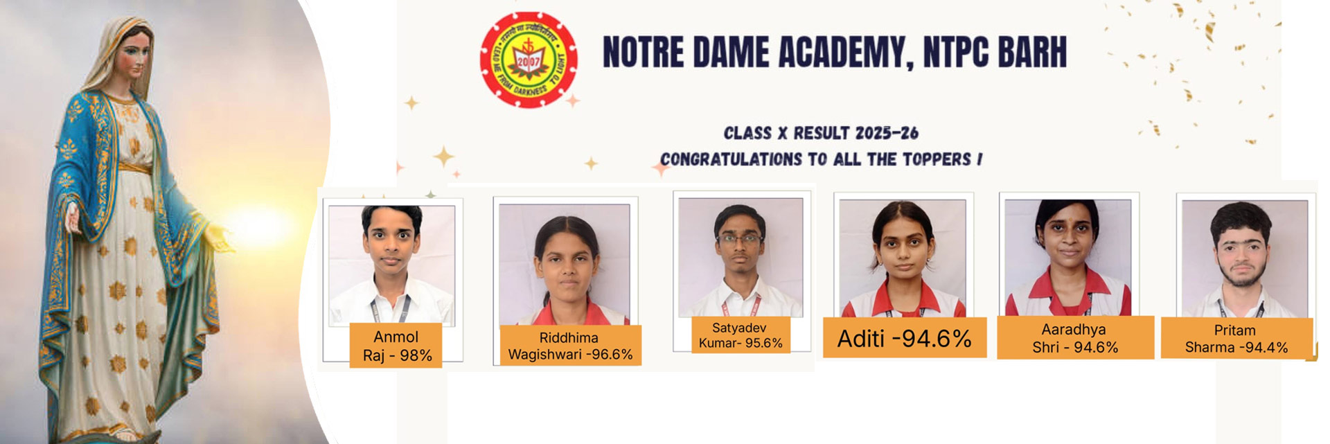 Notre Dame Academy (Barh) CBSE Toppers